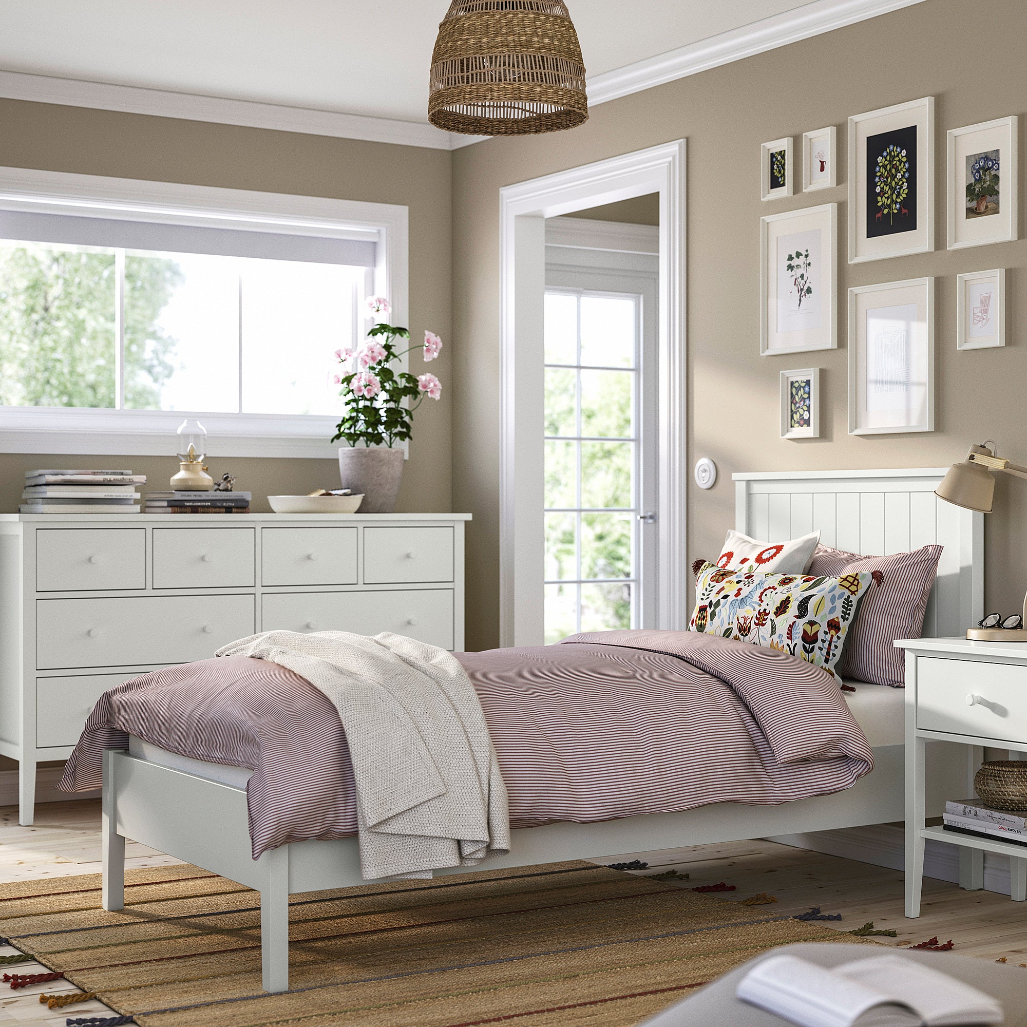 GULLABERG bedroom furniture, set of 3, white, 90x200 cm