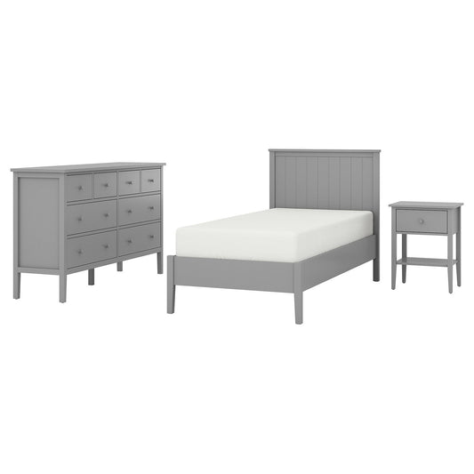GULLABERG bedroom furniture, set of 3, grey, 90x200 cm