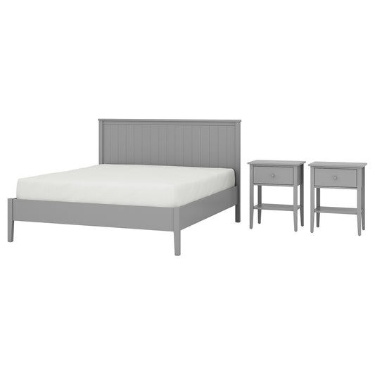 GULLABERG bedroom furniture, set of 3, grey, 160x200 cm