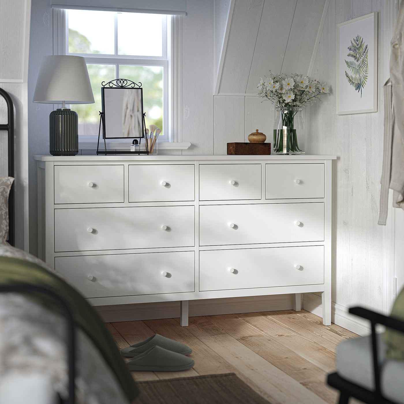 GULLABERG bedroom furniture, set of 4, white, 140x200 cm