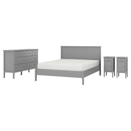 GULLABERG bedroom furniture, set of 4, grey, 160x200 cm