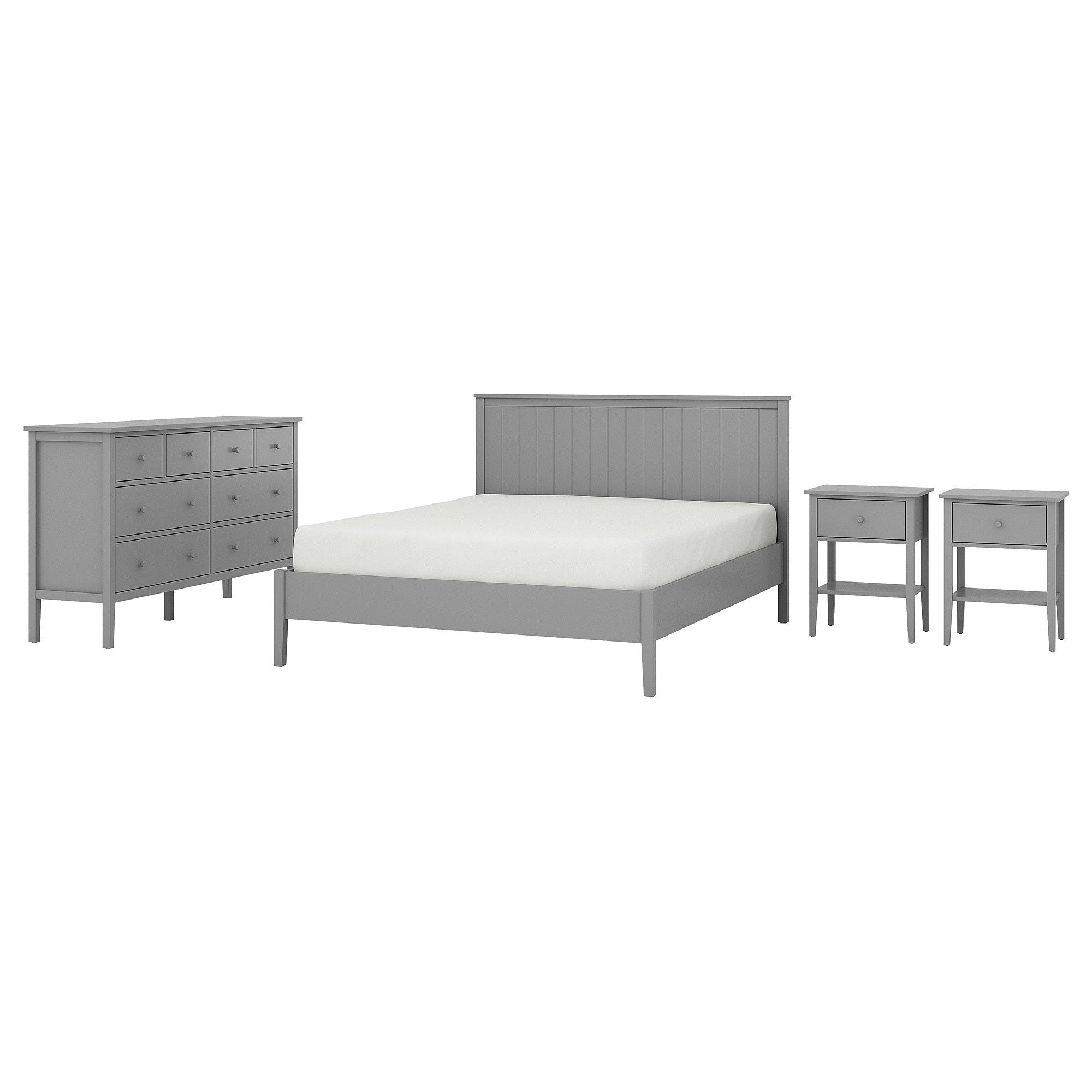 GULLABERG bedroom furniture, set of 4, grey, 160x200 cm