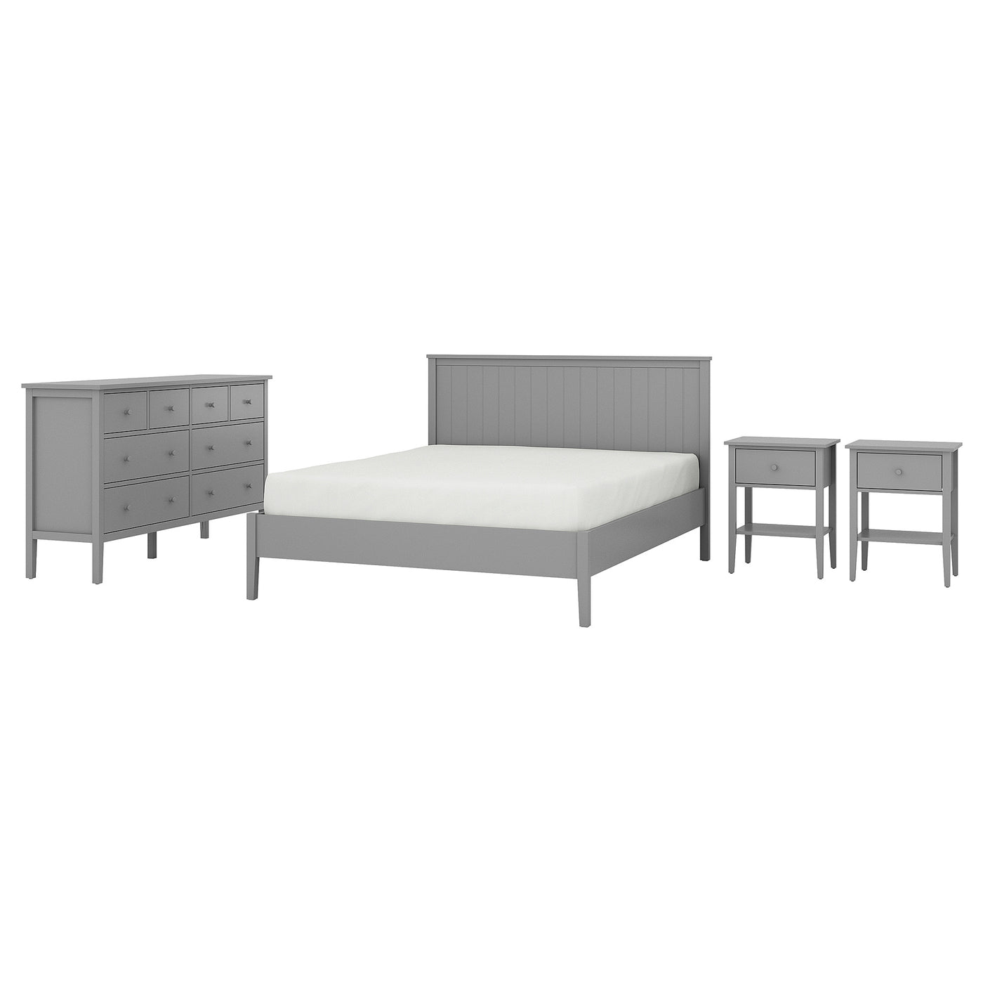 GULLABERG bedroom furniture, set of 4, grey, 140x200 cm