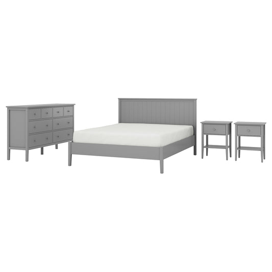 GULLABERG bedroom furniture, set of 4, grey, 140x200 cm