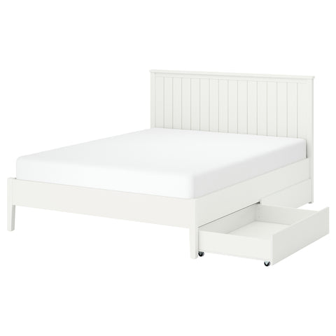 GULLABERG bed frame with 2 storage boxes, white/Leirsund, 208x95 cm