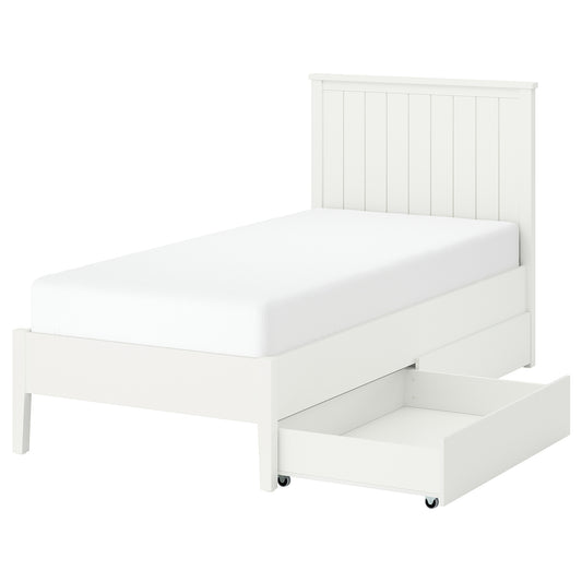 GULLABERG bed frame with 2 storage boxes, white/Lönset, 90x200 cm