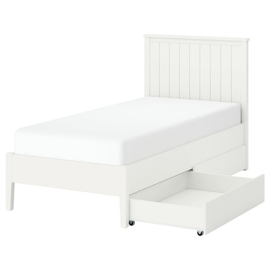 GULLABERG bed frame with 2 storage boxes, white, 90x200 cm