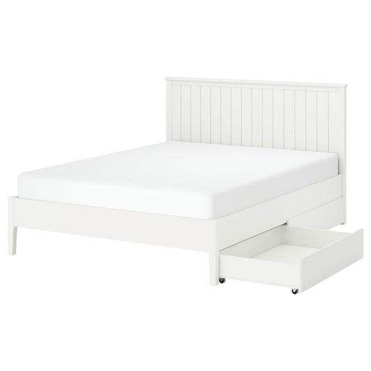 GULLABERG bed frame with 2 storage boxes, white, 160x200 cm