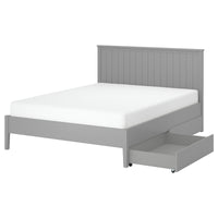 GULLABERG bed frame with 2 storage boxes, grey/Luröy, 160x200 cm