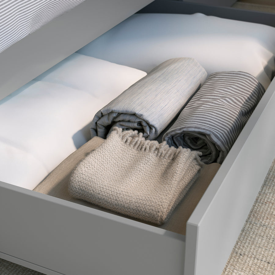 GULLABERG bed frame with 2 storage boxes, grey/Luröy, 208x95 cm