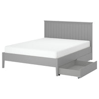 GULLABERG bed frame with 2 storage boxes, grey, 160x200 cm