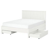 GULLABERG bed frame with 4 storage boxes, white/Lönset, 140x200 cm