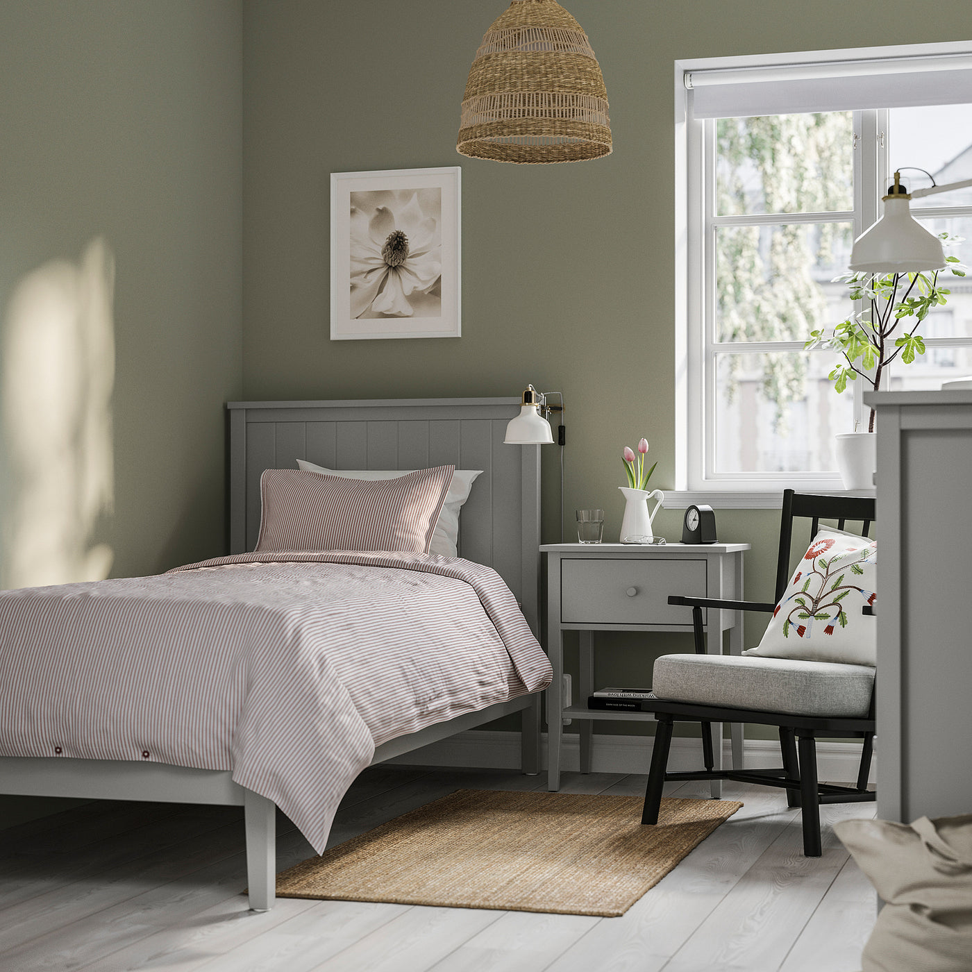 GULLABERG bed frame, grey/Lönset, 90x200 cm
