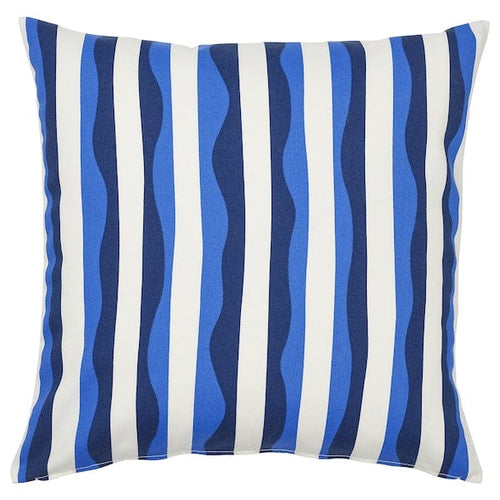 GULLBERGSÖ - Pillow cover, blue striped pattern/outdoor interior,50x50 cm