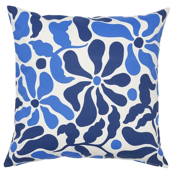 Ikea GULLBERGSÖ - Pillow cover, blue floral pattern/outdoor interior,50x50 cm