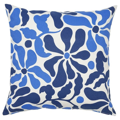 GULLBERGSÖ - Pillow cover, blue floral pattern/outdoor interior,50x50 cm