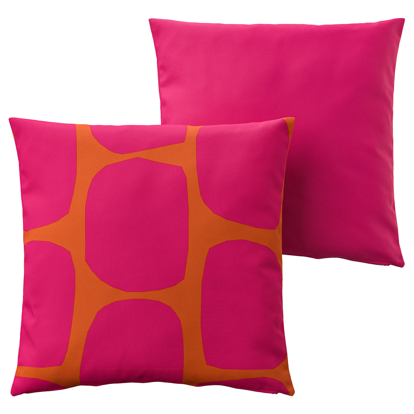GULLBERGSÖ / HJÄRTERÖ cushion, set of 2, bright pink/bright orange bright pink/out/indoor, 50x50 cm