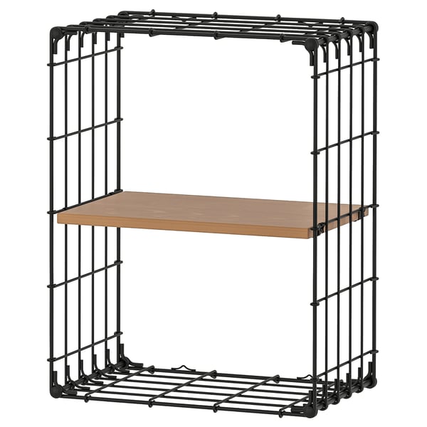 GULLHULT wall shelf, black/pine antique effect, 30x40 cm