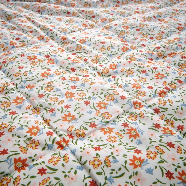 GULLNATTLJUS - Bedspread, white/floral pattern, 260x250 cm