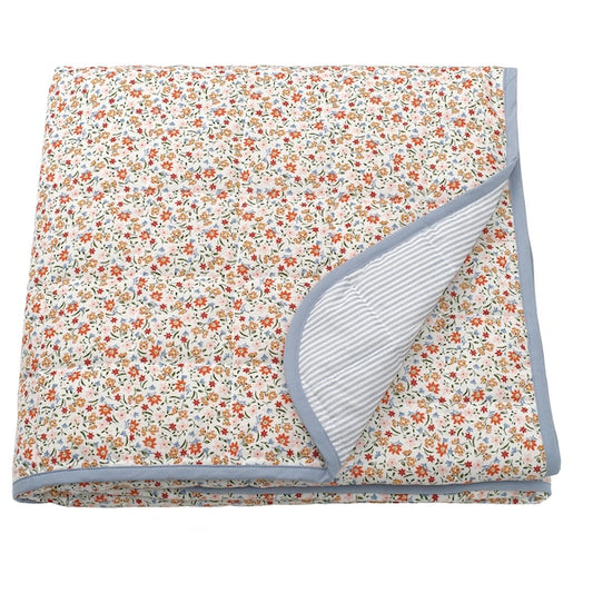GULLNATTLJUS - Bedspread, white/floral pattern, 260x250 cm