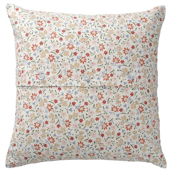 GULLNATTLJUS - Cushion cover, white/floral pattern, 50x50 cm