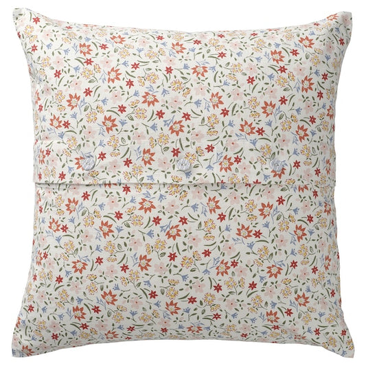 GULLNATTLJUS - Cushion cover, white/floral pattern, 50x50 cm