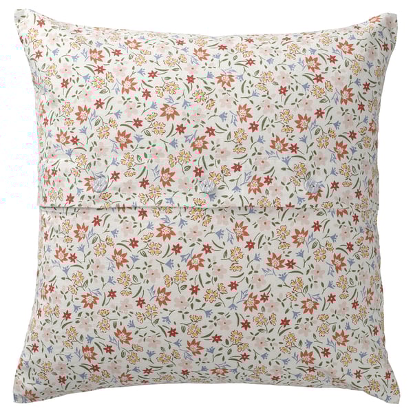 GULLNATTLJUS - GULLNATTLJUS Cushion cover, white/floral pattern, 50x50 cm