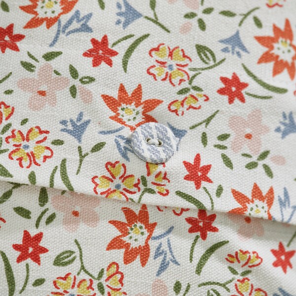 GULLNATTLJUS - Cushion cover, white/floral pattern, 50x50 cm