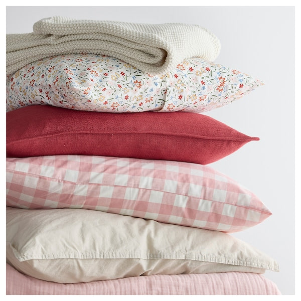 GULLNATTLJUS - Cushion cover, white/floral pattern, 50x50 cm