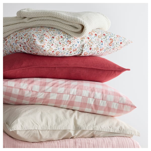 GULLNATTLJUS - GULLNATTLJUS Cushion cover, white/floral pattern, 50x50 cm
