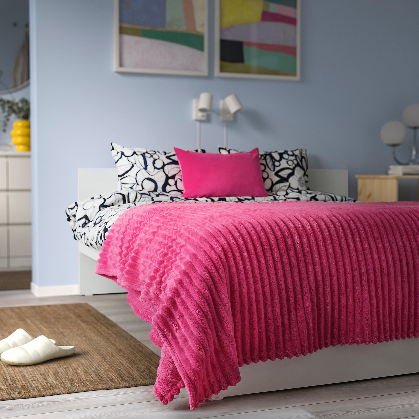 GULLSTRÅLE bedspread, bright pink, 230x250 cm