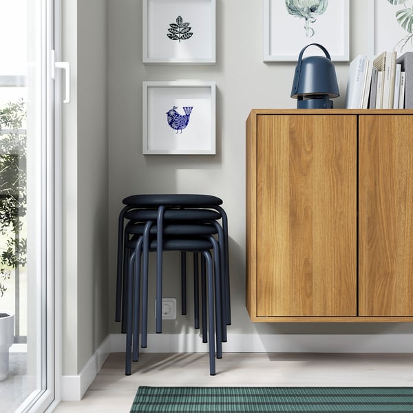 GULTARP stool, dark blue/Remmarn dark blue, 33 cm