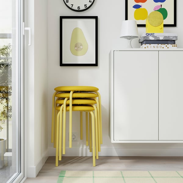 GULTARP stool, light yellow/Remmarn yellow, 41 cm