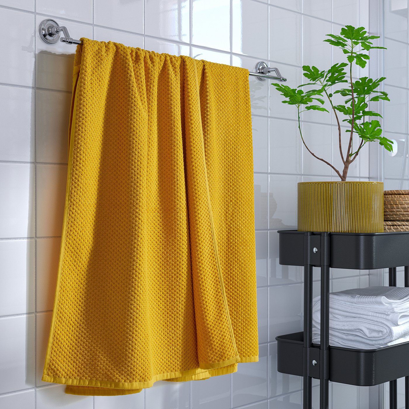 GULVIAL bath sheet, yellow, 100x150 cm