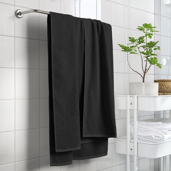 GULVIAL bath sheet, black, 100x150 cm