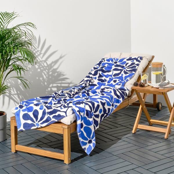 GULYXNE - GULYXNE Beach towel, blue/floral pattern, 100x180 cm