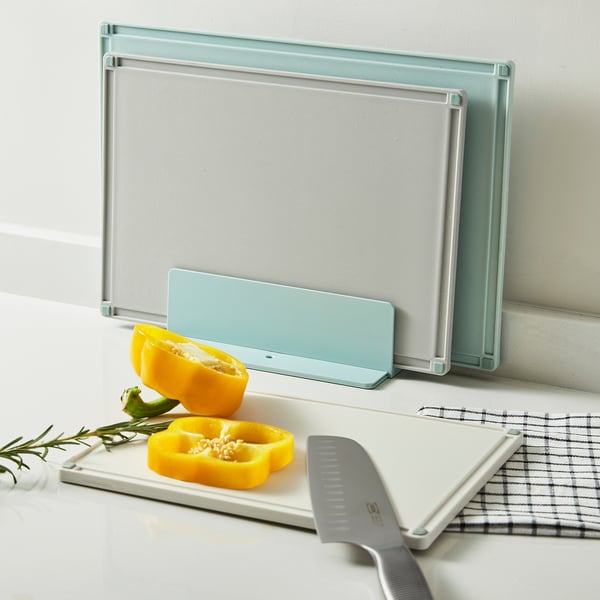 GUMMIHAJ - GUMMIHAJ Holder with 3 chopping boards, mixed colours
