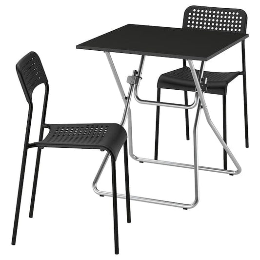 Ikea GUNDE / ADDE - Table and 2 chairs, folding black/black, 67x67 cm