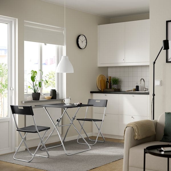 Ikea GUNDE / GUNDE - Table and 2 folding chairs, folding black/black, 67x67 cm