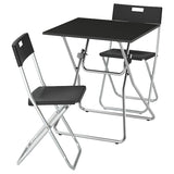 GUNDE / GUNDE table and 2 folding chairs, folding black/black, 67x67 cm