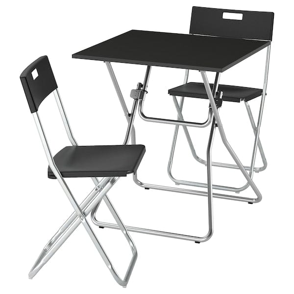 Ikea GUNDE / GUNDE - Table and 2 folding chairs, folding black/black, 67x67 cm