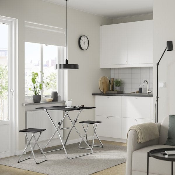 Ikea GUNDE / GUNDE - Table and 2 stools, folding black/folding black, 67x67 cm