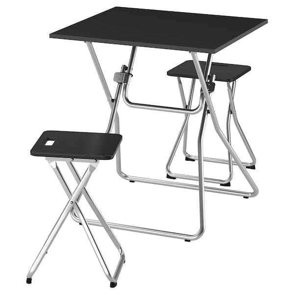 Ikea GUNDE / GUNDE - Table and 2 stools, folding black/folding black, 67x67 cm