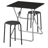 GUNDE / MARIUS table and 2 stools, folding black/black, 67x67 cm