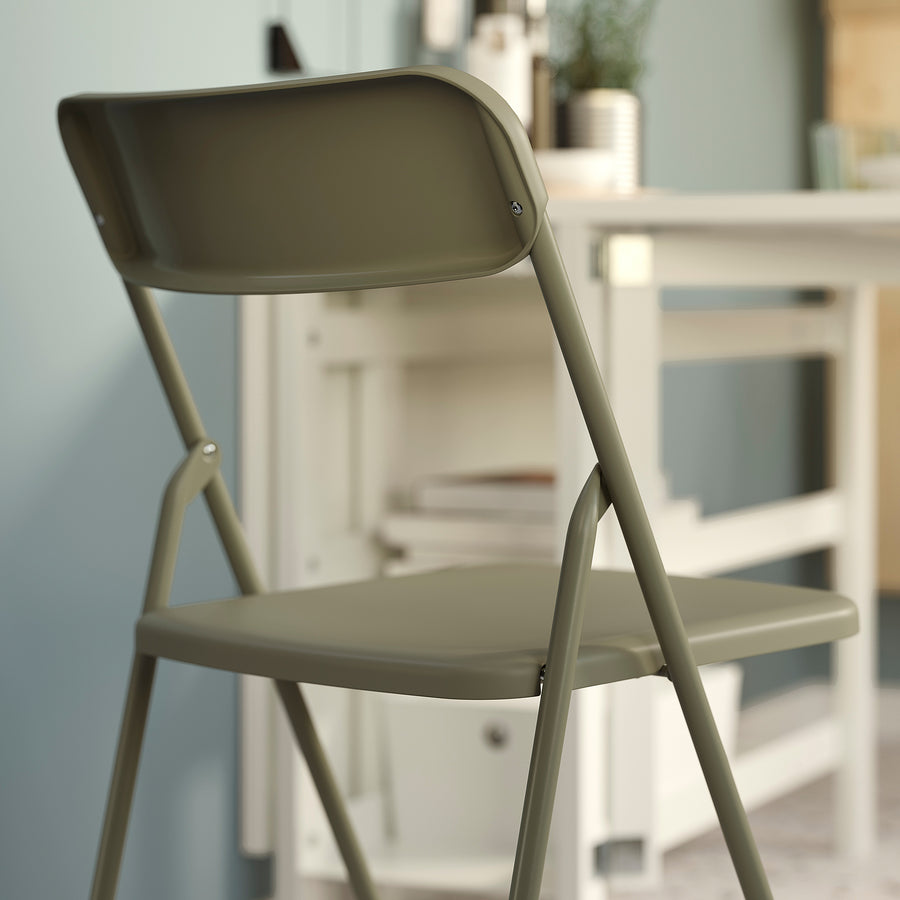 GUNDE / VIHALS table and 2 folding chairs, folding black/green, 67x67 cm