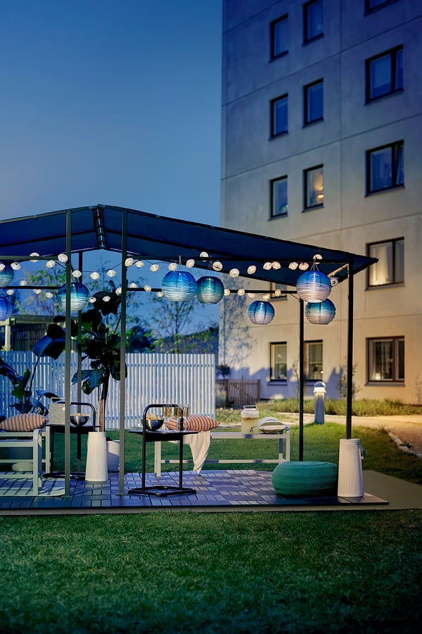 GUNNÖN gazebo, dark grey/grey, 238x233 cm