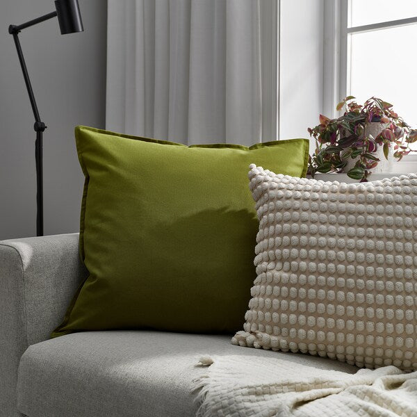 GURLI - Cushion cover, dark yellow-green, 65x65 cm