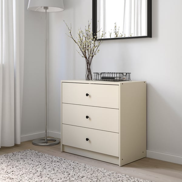 GURSKEN - GURSKEN Chest of 3 drawers, light beige, 69x67 cm