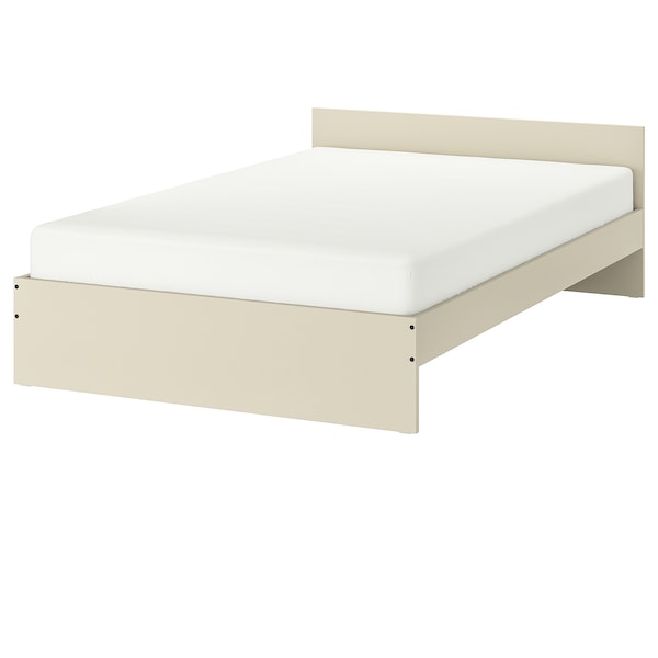 GURSKEN - Bed frame with headboard, light beige, 140x200 cm