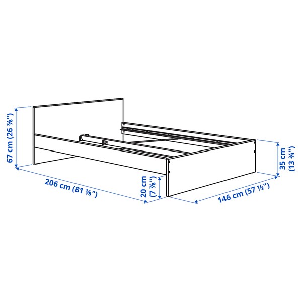 GURSKEN - Bed frame with headboard, light beige, 140x200 cm